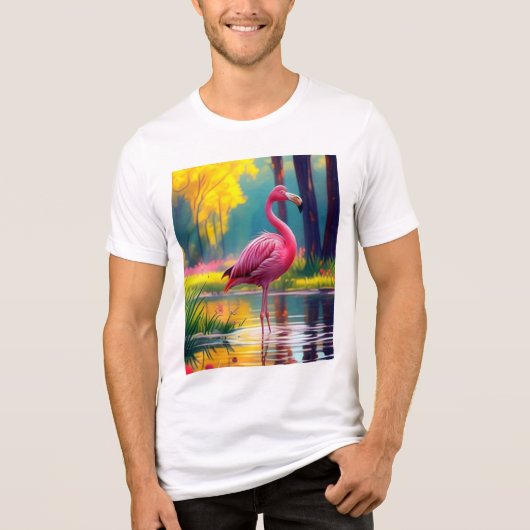 フラミンゴ湖に立つ–365476 トライブレンドTシャツ (正面)