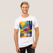 フラミンゴ湖に立つ–365476 トライブレンドTシャツ (正面全面)