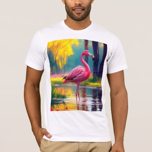 フラミンゴ湖に立つ–365476 Tシャツ (正面)