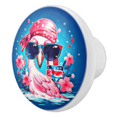 フラミンゴ漫画とアメリカ国旗–69681 セラミックノブ (右)