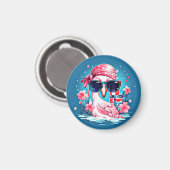 フラミンゴ漫画とアメリカ国旗–69681 マグネット (正面/裏面)