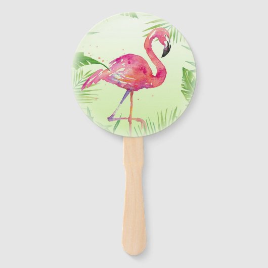 フラミンゴ熱帯エレガントシダの水色 ハンドファン (裏面)
