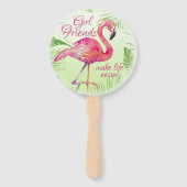 フラミンゴ熱帯エレガントシダの水色 ハンドファン (正面)