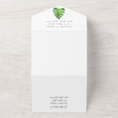 フラミンゴ熱帯ハワイアン葉フローラ結婚ズ オールインワン招待状 (外側)