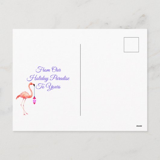 フラミンゴ熱帯ビーチのクリスマス シーズンポストカード (裏面)