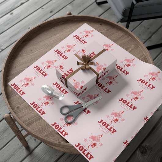 フラミンゴ熱帯ビーチクリスマス ラッピングペーパー