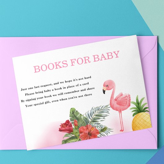 フラミンゴ熱帯ピンク色の本ベビー エンクロージャーカード