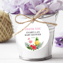 フラミンゴ熱帯ピンク色の赤ちゃんシャワー フェイバータグ