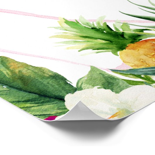 フラミンゴ熱帯フローラガールベビーシャワーサイン ポスター (角)