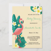 フラミンゴ熱帯ベビーシャワー 招待状 (正面)