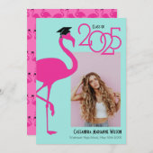 フラミンゴ熱帯写真卒業のお知らせ 招待状 (正面/裏面)