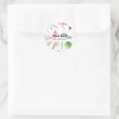 フラミンゴ熱帯夏の誕生日パーティーのお願い ラウンドシール (バッグ)