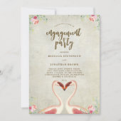 フラミンゴ熱帯婚約パーティ招待 招待状 (正面)