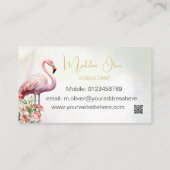 フラミンゴ熱帯植物モダンQRビジネス 名刺 (裏面)