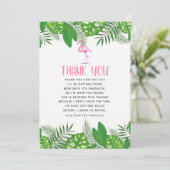 フラミンゴ熱帯水色ベビーシャワーありがとう サンキューカード (スタンド正面)