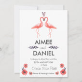 フラミンゴ熱帯結婚式招待状カード | スイート 招待状 (正面)