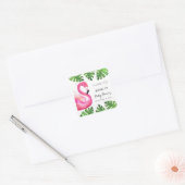 フラミンゴ熱帯葉の赤ちゃんシャワーパーティーの好意 スクエアシール (封筒)