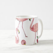 フラミンゴ熱帯葉熱帯水彩模様 コーヒーマグカップ (正面右)
