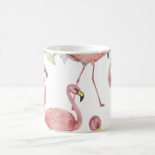 フラミンゴ熱帯葉熱帯水彩模様 コーヒーマグカップ (中央)