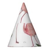 フラミンゴ熱帯葉熱帯水彩模様 パーティーハット (右)