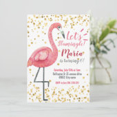 フラミンゴ熱帯誕生日パーティーフラミングルインビタ 招待状 (スタンド正面)