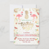 フラミンゴ熱帯誕生日パーティー 招待状 (正面)