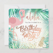フラミンゴ熱帯誕生日パーティー 招待状 (正面)
