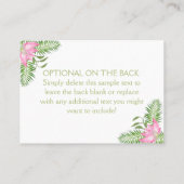 フラミンゴ熱帯赤ちゃんシャワーブックリクエストカード プレイスカード (裏面)