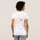 フラミンゴ熱狂するレディフラミおもしろいンゴ Tシャツ (裏面フル)