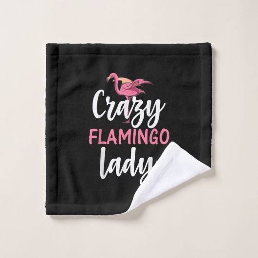 フラミンゴ熱狂する- Flamingo Lady Gives ウォッシュタオル (ウォッシュタオル)