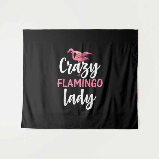 フラミンゴ熱狂する- Flamingo Lady Gives タペストリー (正面(横))