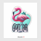 フラミンゴ狂乱がピンクの流行をステッキで受け入れる シール (シート)