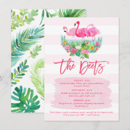 フラミンゴ独身最後の週末予定詳細カード 招待状