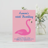フラミンゴ甘い16誕生日パーティーの招待状 – Pink 招待状 (スタンド正面)