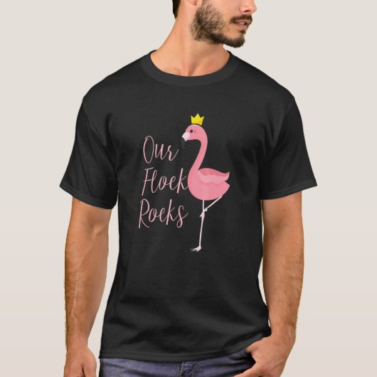 フラミンゴ私たちの群れの岩の夏 Tシャツ (正面)