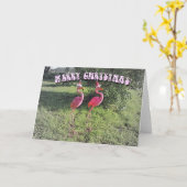 フラミンゴ素晴らしクリスマスグリーティングカード カード (黄色い花)