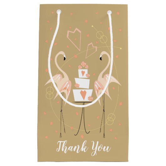 フラミンゴ結婚さんありがとう スモールペーパーバッグ (正面)