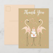 フラミンゴ結婚のサンキューピーチポートレート ポストカード (正面/裏面)