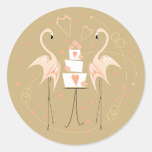 フラミンゴ結婚のシールの周り ラウンドシール