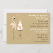 フラミンゴ結婚のバチェロレッテ景観 招待状 (裏面)