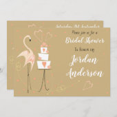 フラミンゴ結婚のブライダルシャワー景観誘致 招待状 (正面/裏面)