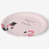フラミンゴ結婚の名前 ペーパープレート (アングル)