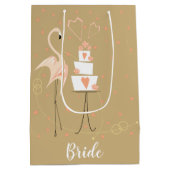 フラミンゴ結婚の花嫁ミディアム ミディアムペーパーバッグ (裏面)