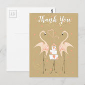 フラミンゴ結婚サンキューハガキポートレート ポストカード (正面/裏面)