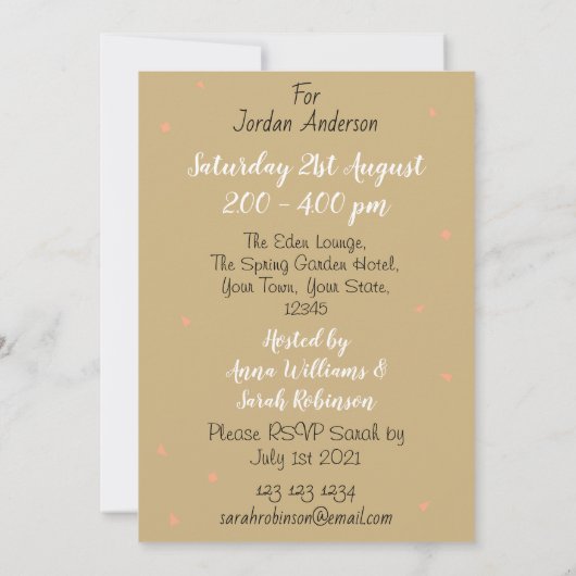 フラミンゴ結婚ブライダルシャワーポートレート招待状 招待状 (裏面)