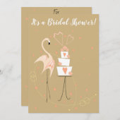 フラミンゴ結婚ブライダルシャワーポートレート招待状 招待状 (正面/裏面)