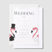 フラミンゴ結婚式招待状 ベラム紙招待状 (オフセット)