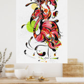 フラミンゴ絵を描サンセット ポスター (キッチン)