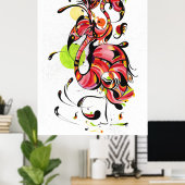 フラミンゴ絵を描サンセット ポスター (ホームオフィス)