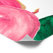 フラミンゴ絵画を使用した水彩模様 ポスター (角)